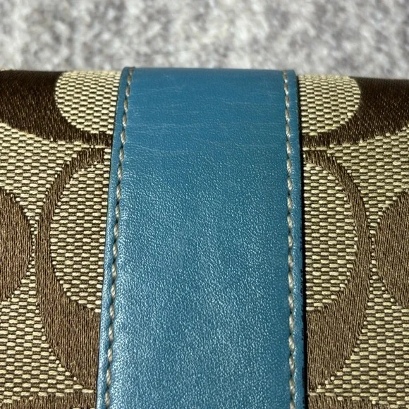 Coach Teal and Brown Leatherware Wallet - Picture 9 of 16